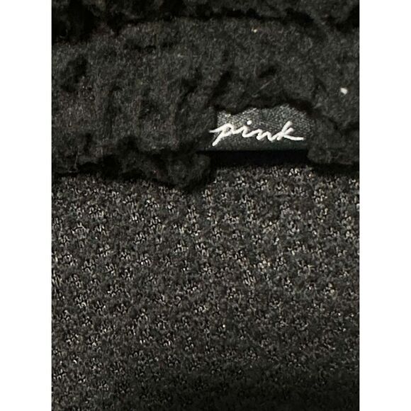 Victoria’s Secret Pink Women's Half Zip Pullover Sherpa Hoodie Black Size Medium - Picture 11 of 12